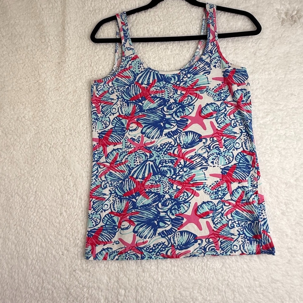 Lilly Pulitzer Women's Tank Top L Multicolor Cotton Spandex Sleeveless